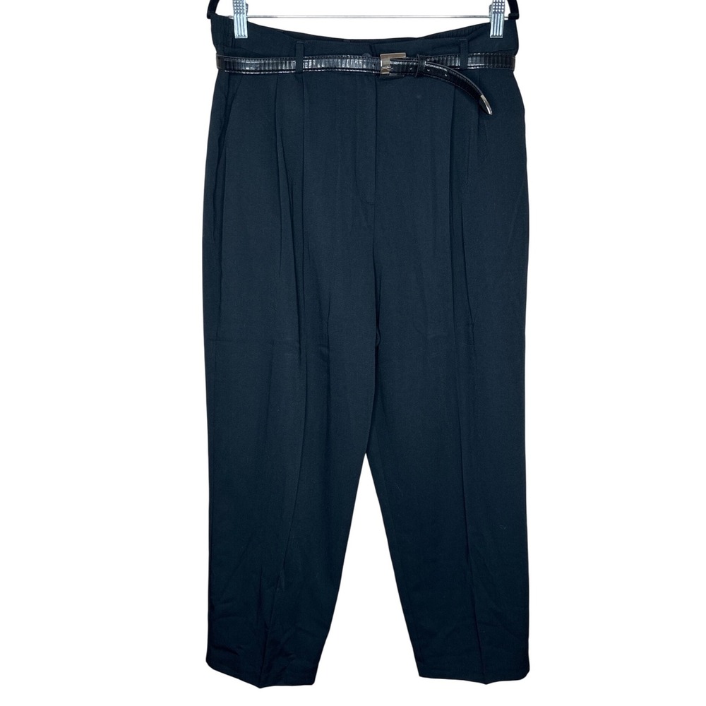 Sag Harbor NWT VTG Petite Black Dress Pants Pleated Front‎ Belted Size 16